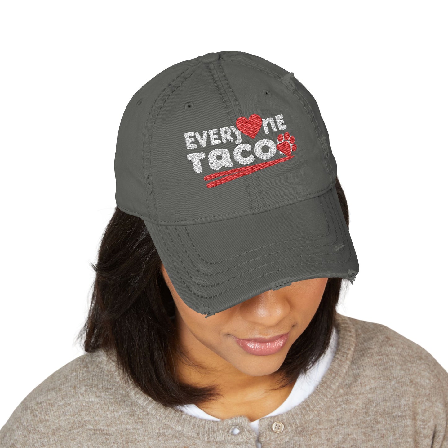 Distressed Taco the Dog, Dad Hat, Funny Hat for Taco Lovers, Embroidered Gift for Foodies, Casual Wear, Summer Accessory, Unique Father's Day Gift