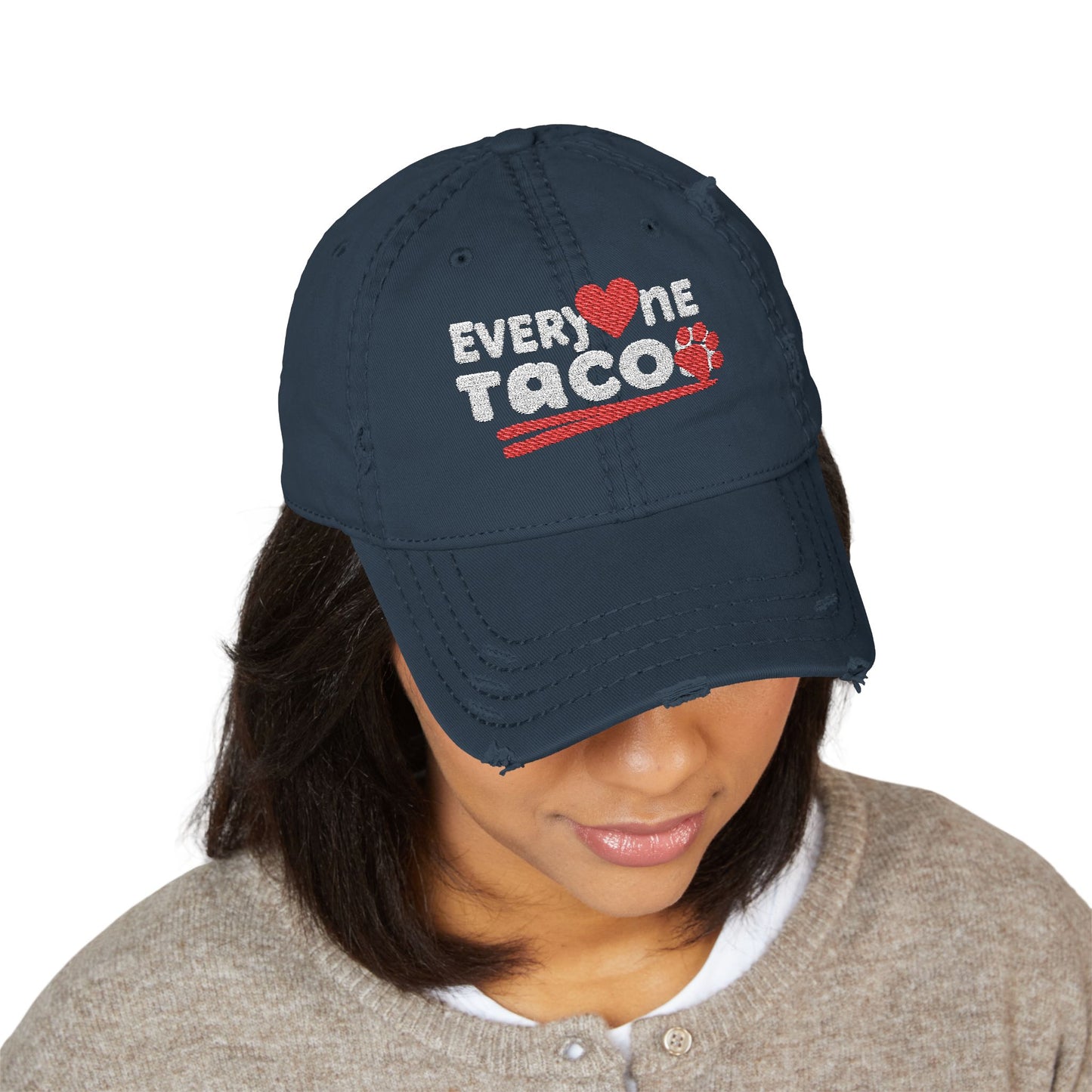 Distressed Taco the Dog, Dad Hat, Funny Hat for Taco Lovers, Embroidered Gift for Foodies, Casual Wear, Summer Accessory, Unique Father's Day Gift