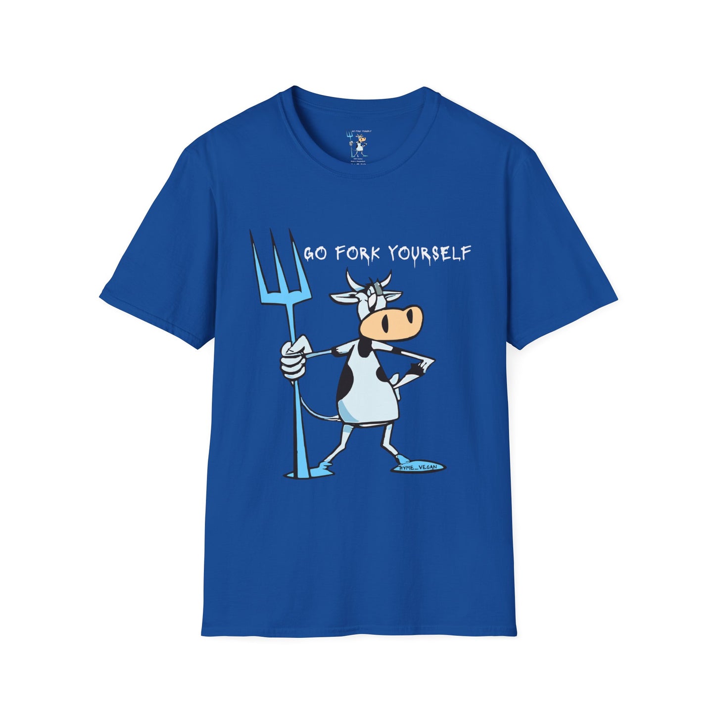 Go Fork Yourself Cow T-Shirt — "You Don't Need Meat to Survive" Vegan Graphic Tee