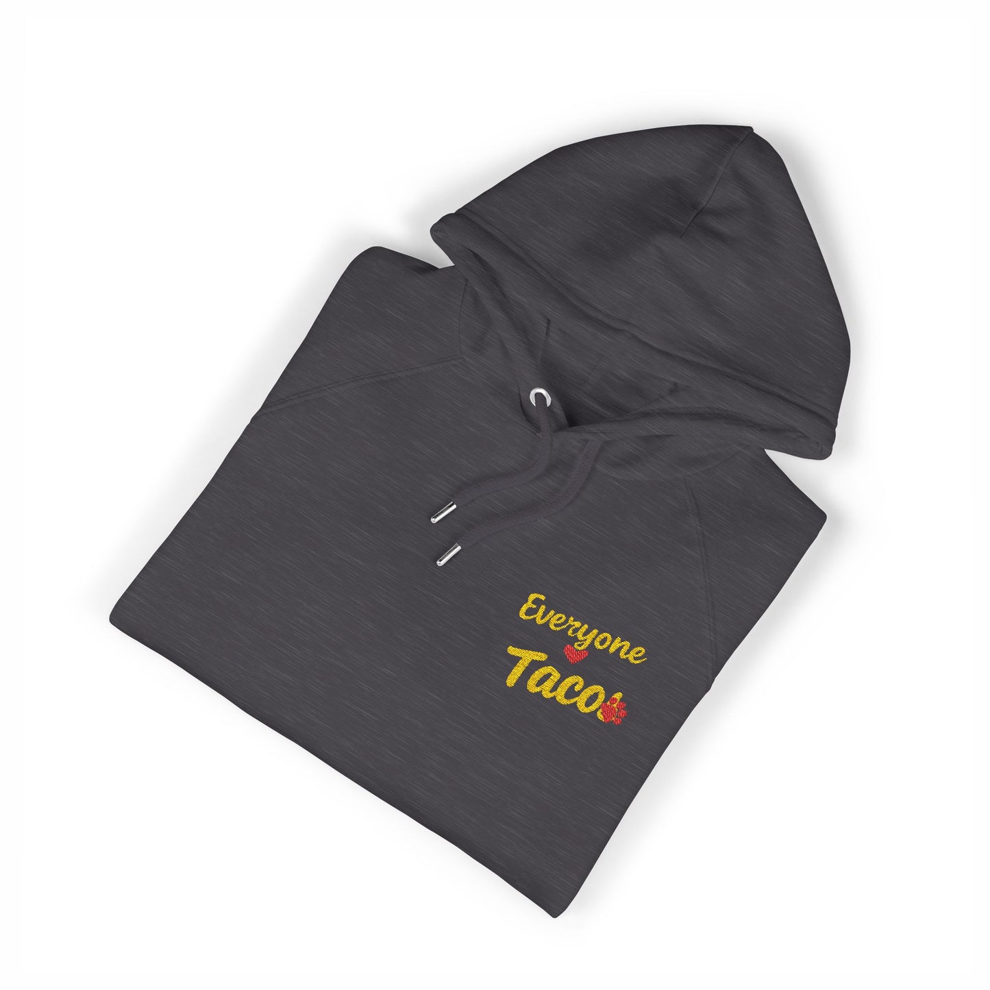 Embroidered 'Everyone Loves Taco' Raglan Hoodie — Paw and Heart Sleeve Accents