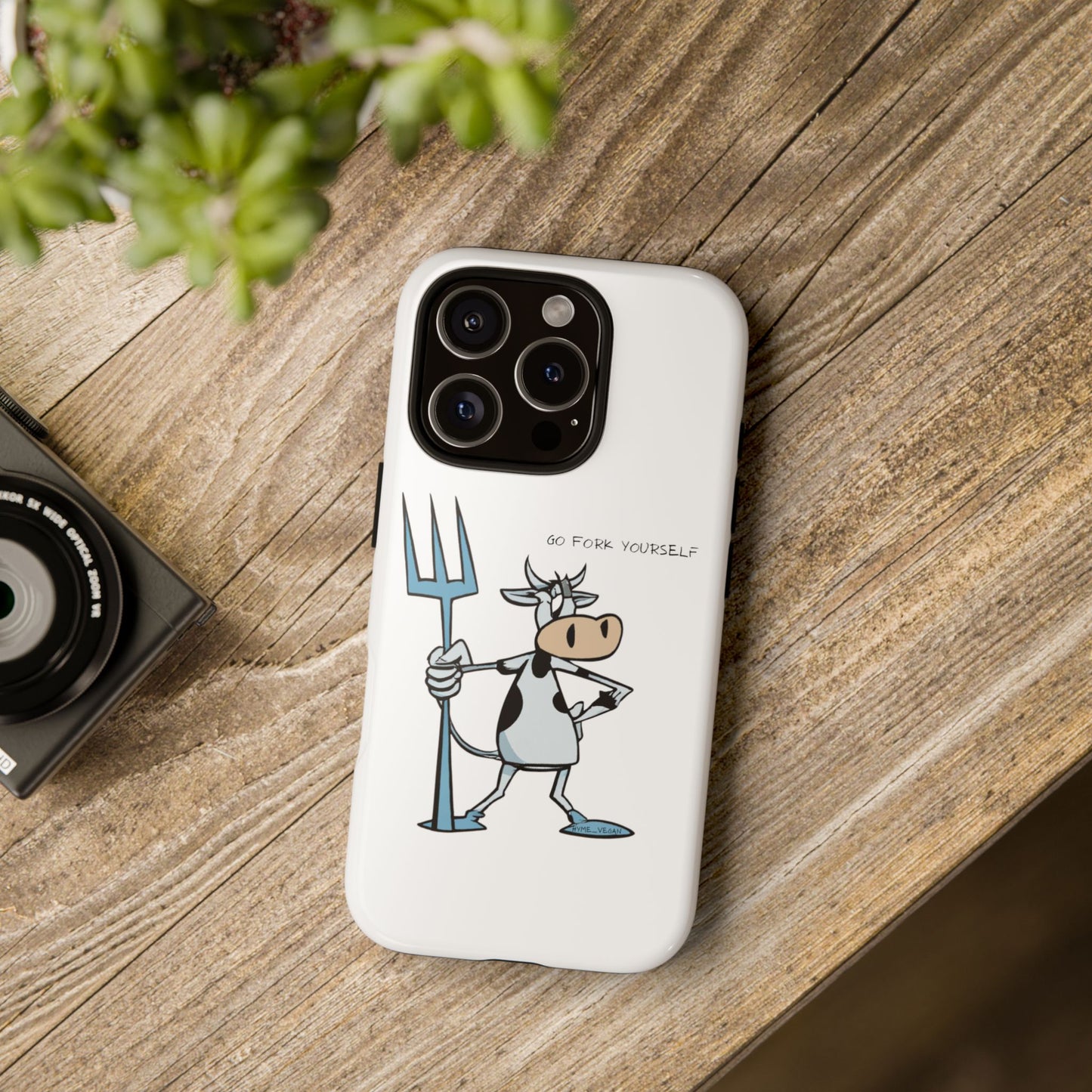 Funny Phone Case for Animal Lovers, Cow Design, Go Fork Yourself, Unique Gift for Farmers, Humorous Phone Accessory, Cute Animal [...]