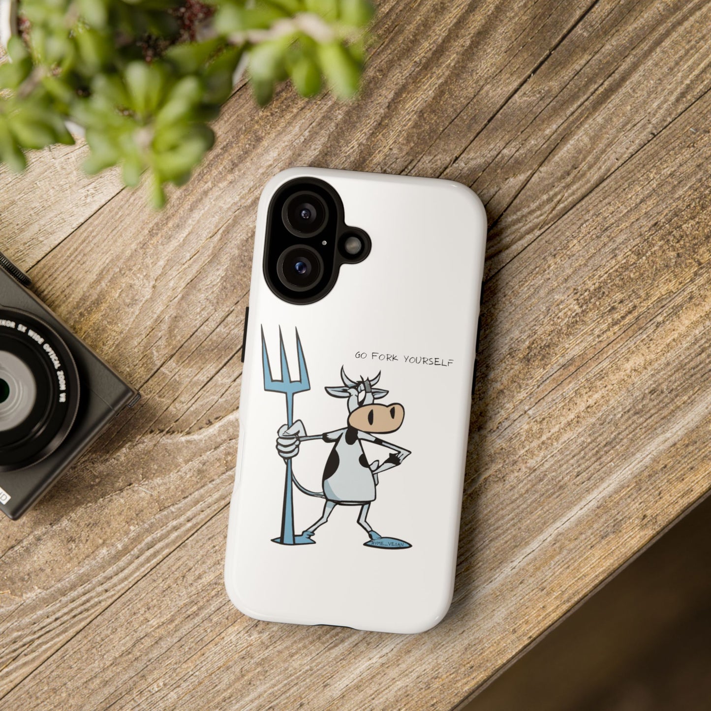 Funny Phone Case for Animal Lovers, Cow Design, Go Fork Yourself, Unique Gift for Farmers, Humorous Phone Accessory, Cute Animal [...]