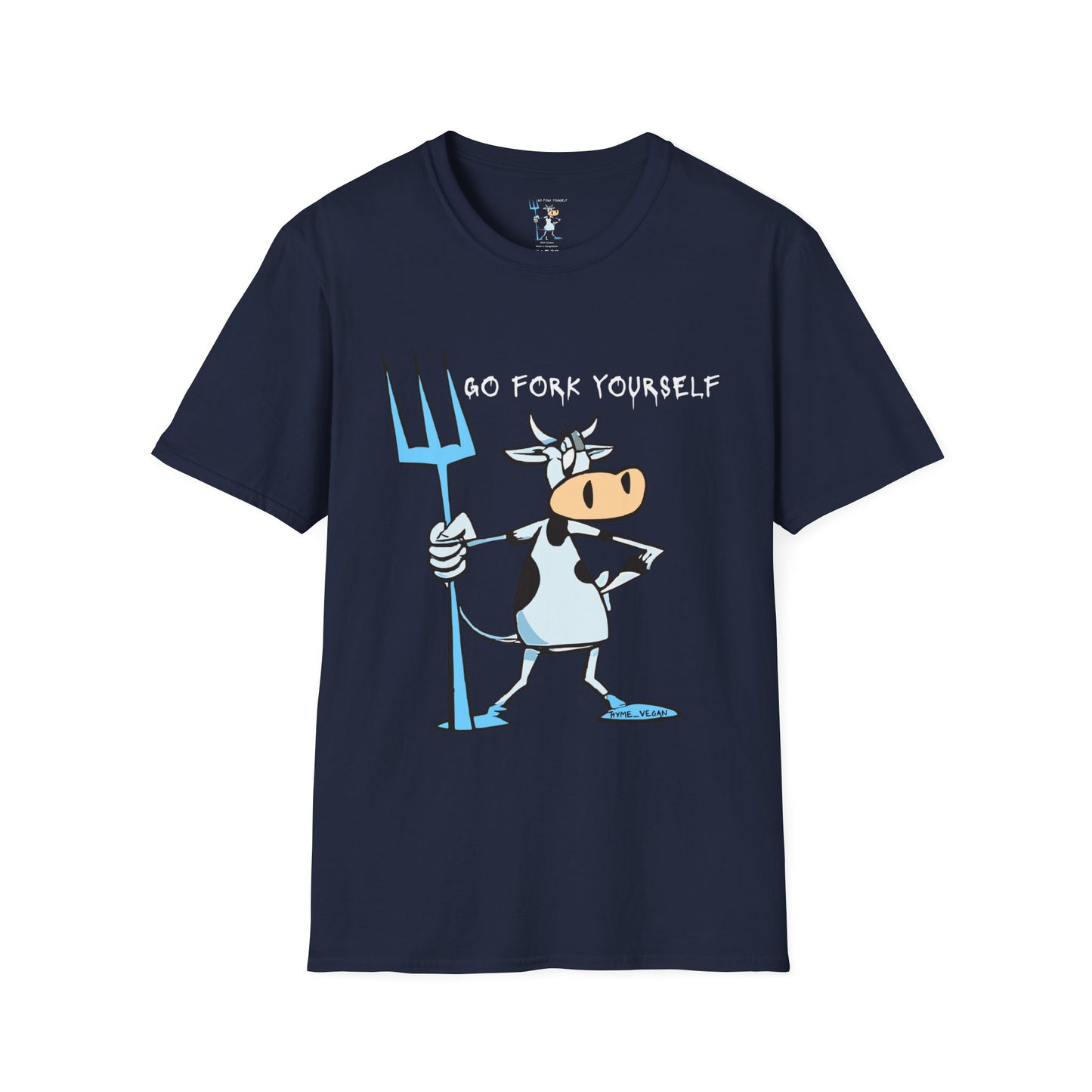 Go Fork Yourself Cow T-Shirt — "You Don't Need Meat to Survive" Vegan Graphic Tee