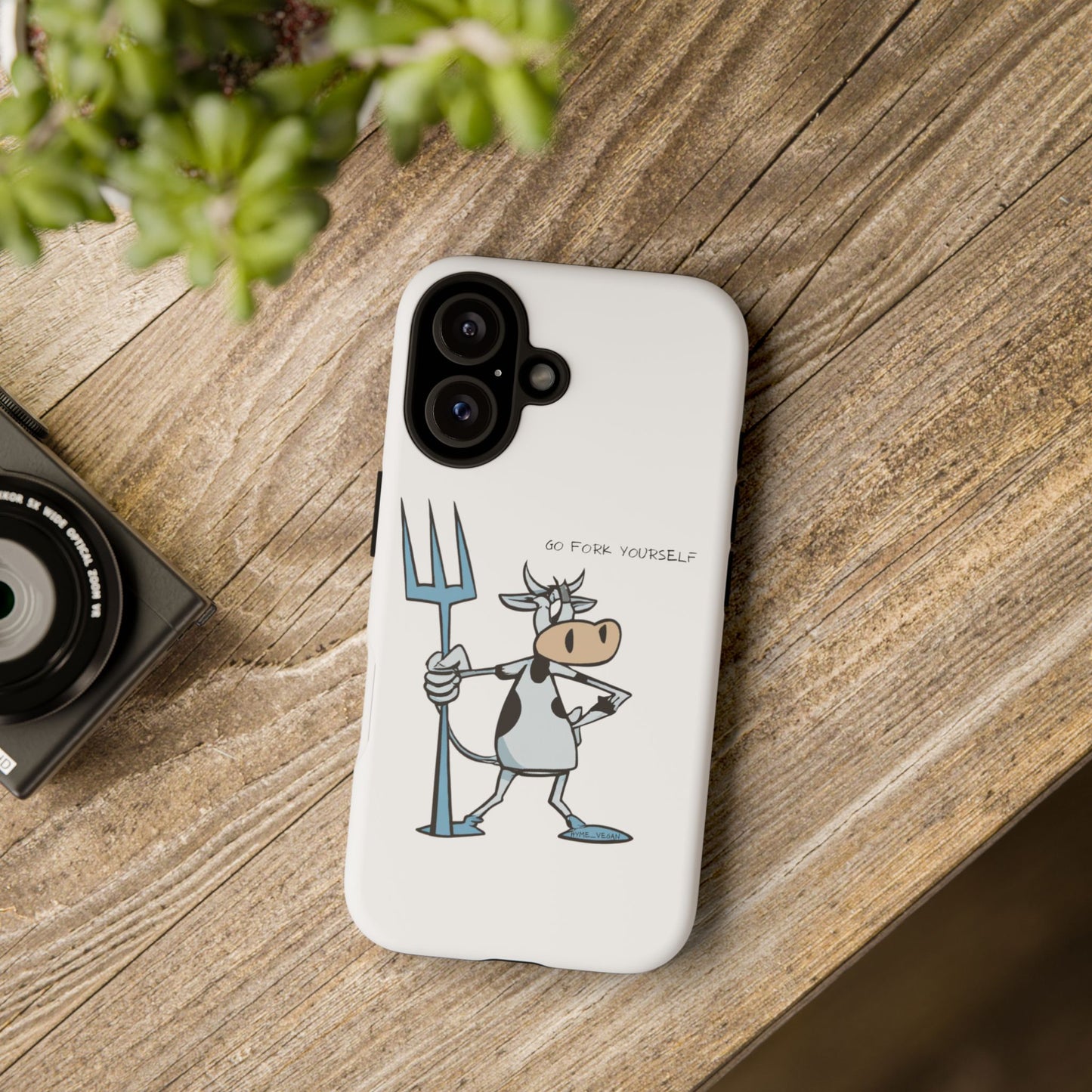 Funny Phone Case for Animal Lovers, Cow Design, Go Fork Yourself, Unique Gift for Farmers, Humorous Phone Accessory, Cute Animal [...]