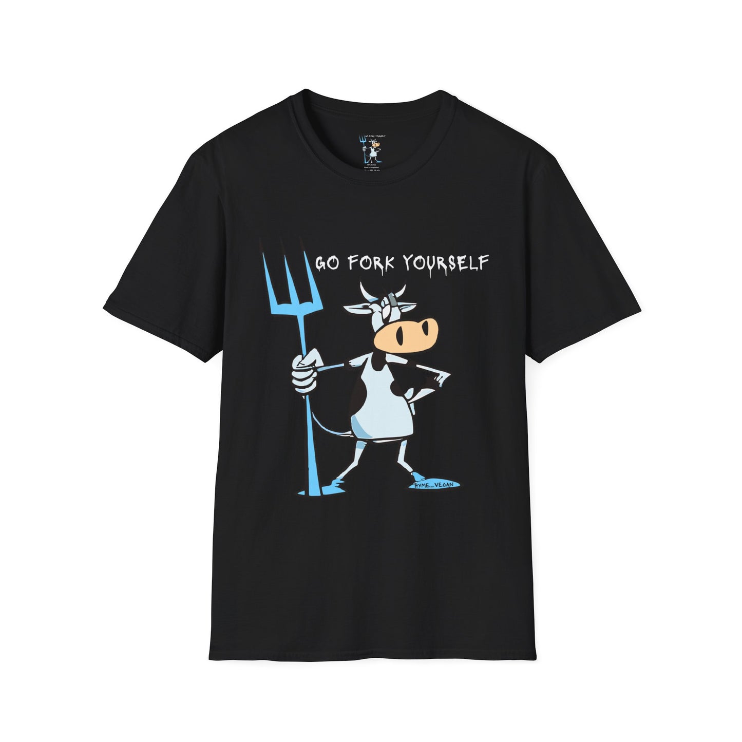 Go Fork Yourself Cow T-Shirt — "You Don't Need Meat to Survive" Vegan Graphic Tee
