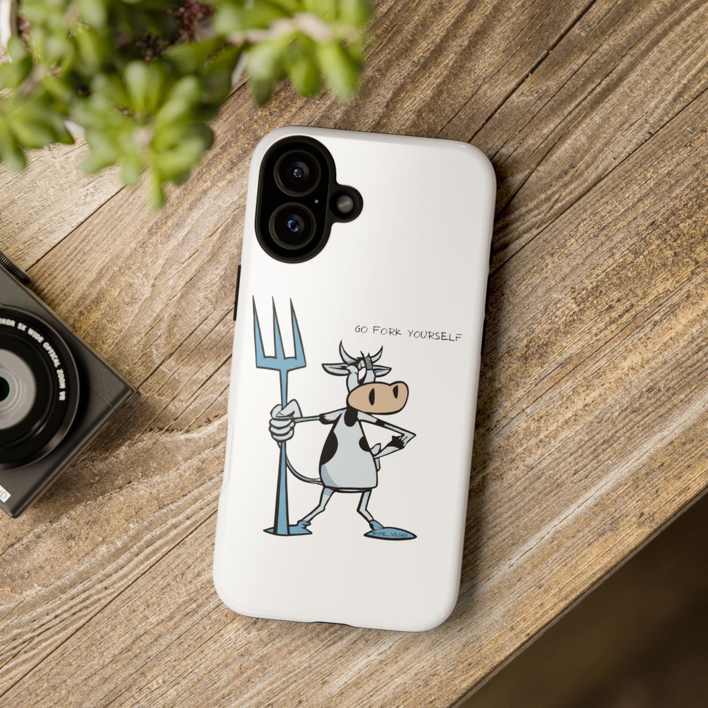 Funny Phone Case for Animal Lovers, Cow Design, Go Fork Yourself, Unique Gift for Farmers, Humorous Phone Accessory, Cute Animal [...]