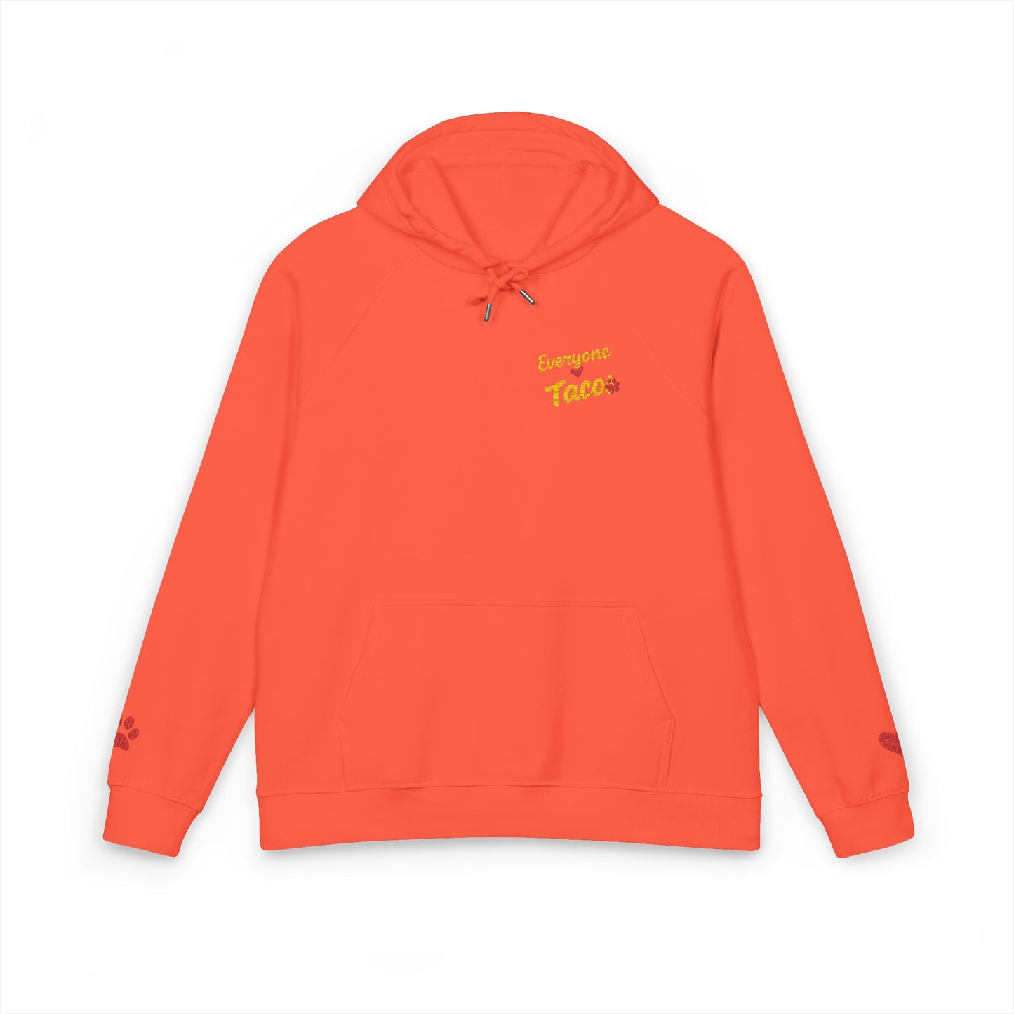 Embroidered 'Everyone Loves Taco' Raglan Hoodie — Paw and Heart Sleeve Accents
