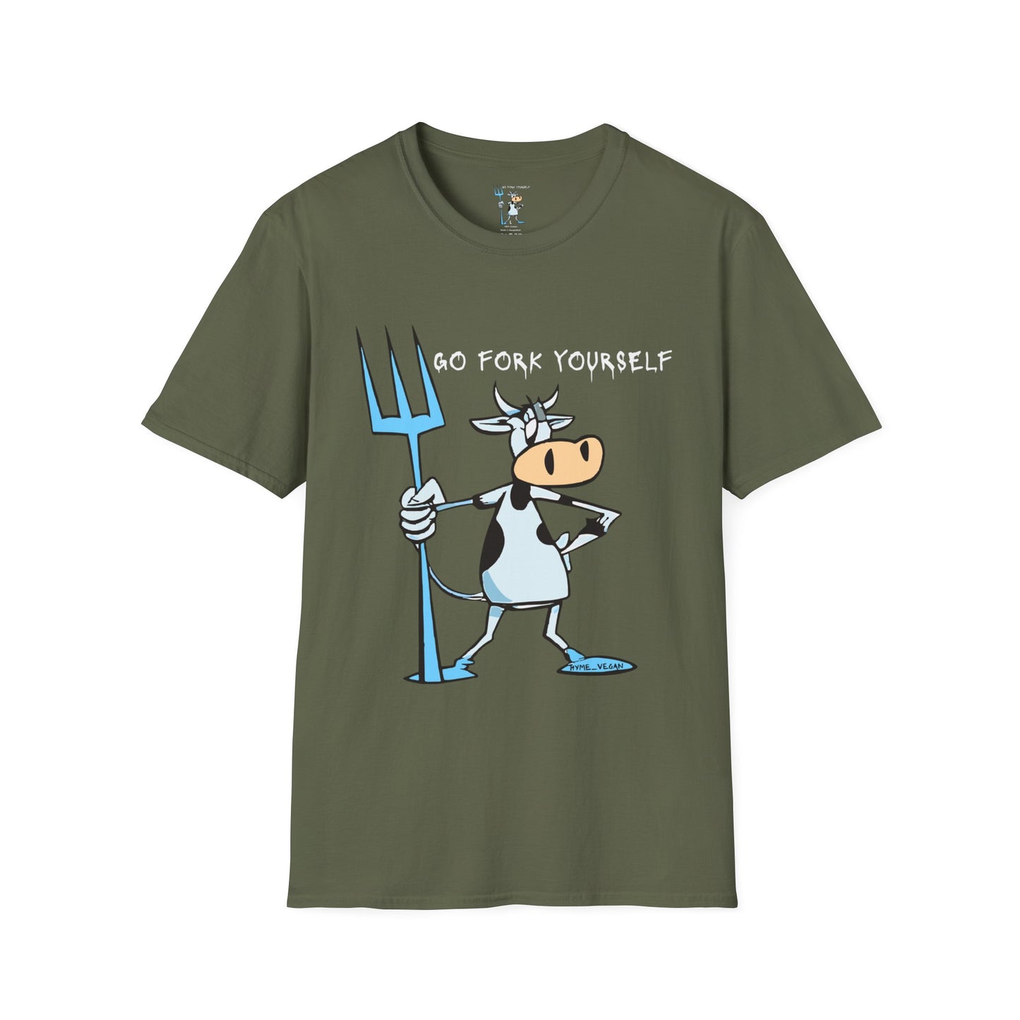 Go Fork Yourself Cow T-Shirt — "You Don't Need Meat to Survive" Vegan Graphic Tee