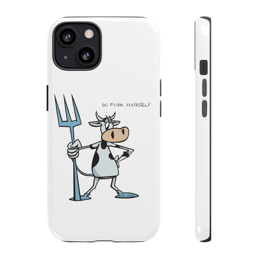 Funny Phone Case for Animal Lovers, Cow Design, Go Fork Yourself, Unique Gift for Farmers, Humorous Phone Accessory, Cute Animal [...]