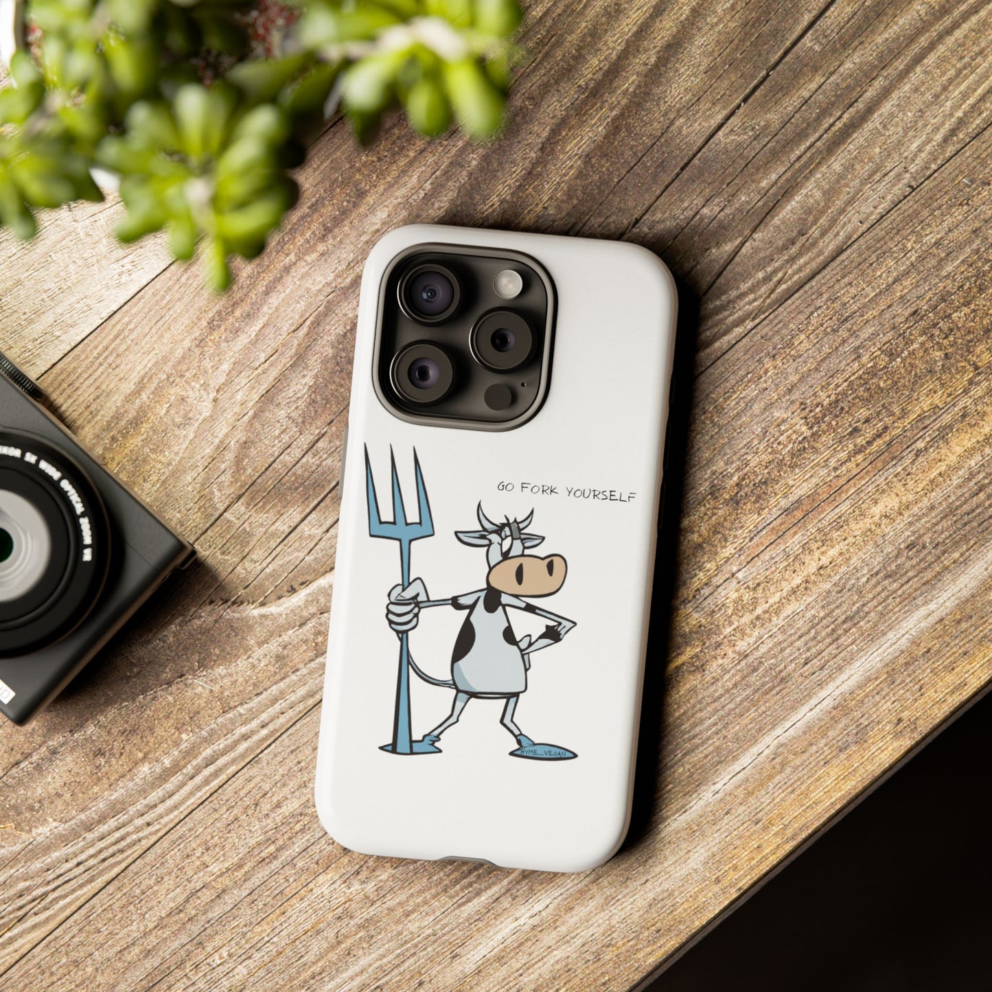 Funny Phone Case for Animal Lovers, Cow Design, Go Fork Yourself, Unique Gift for Farmers, Humorous Phone Accessory, Cute Animal [...]