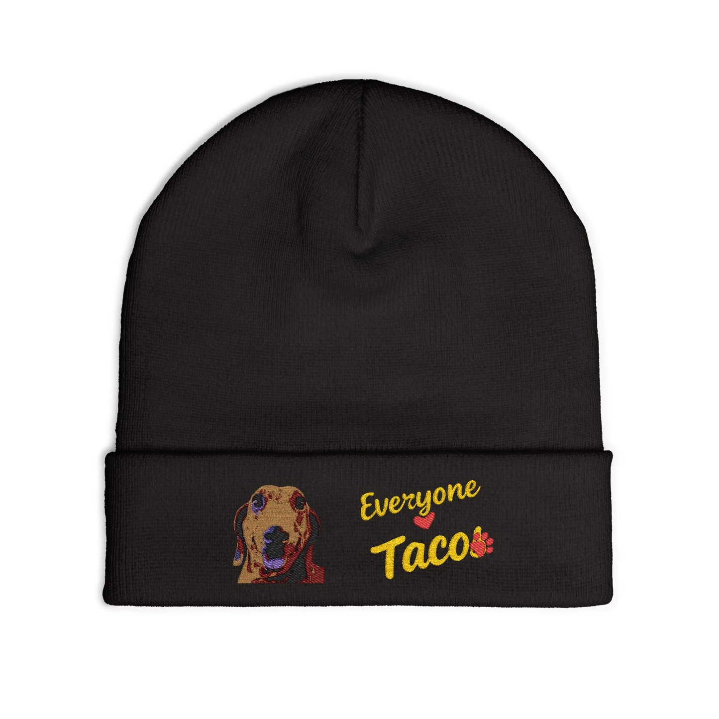 Embroidered 'Everyone Loves Taco' Dog Knit Beanie