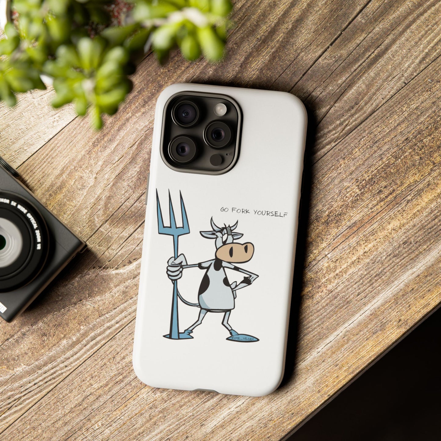 Funny Phone Case for Animal Lovers, Cow Design, Go Fork Yourself, Unique Gift for Farmers, Humorous Phone Accessory, Cute Animal [...]