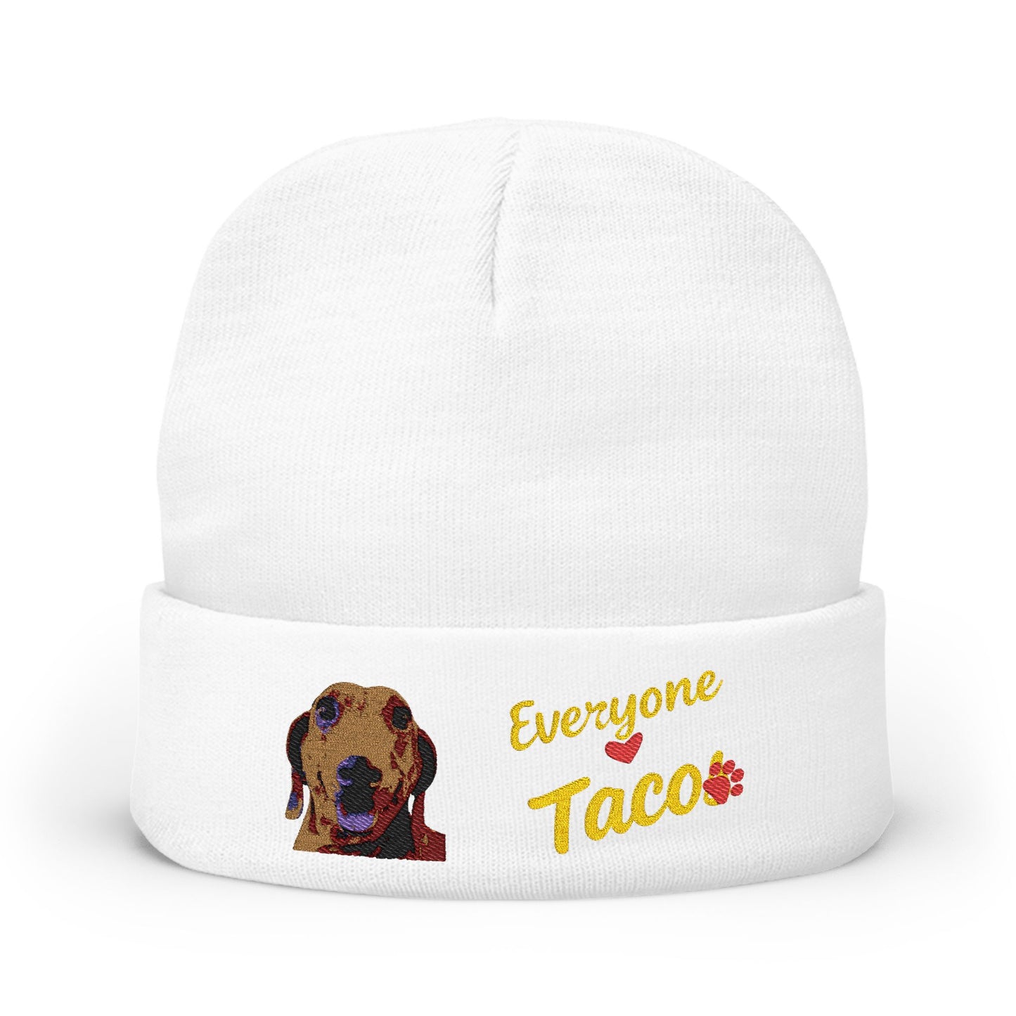 Embroidered 'Everyone Loves Taco' Dog Knit Beanie