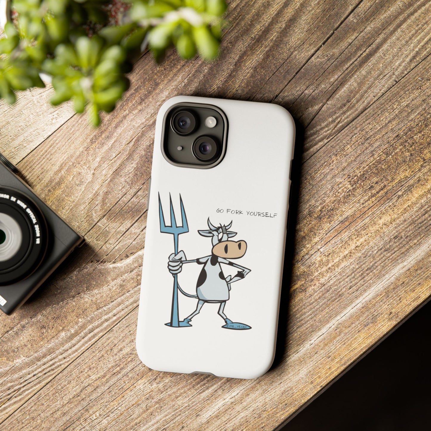 Funny Phone Case for Animal Lovers, Cow Design, Go Fork Yourself, Unique Gift for Farmers, Humorous Phone Accessory, Cute Animal [...]