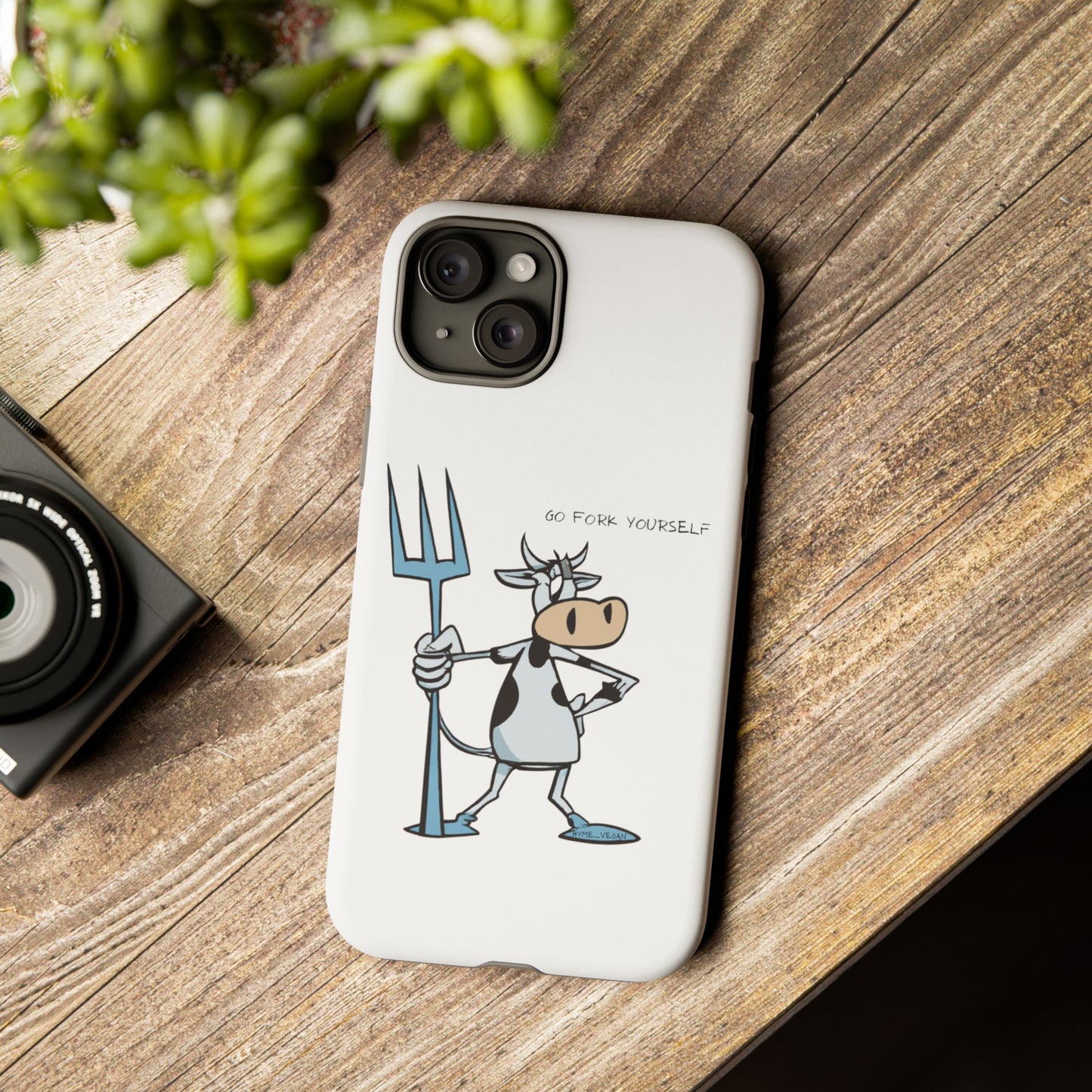 Funny Phone Case for Animal Lovers, Cow Design, Go Fork Yourself, Unique Gift for Farmers, Humorous Phone Accessory, Cute Animal [...]