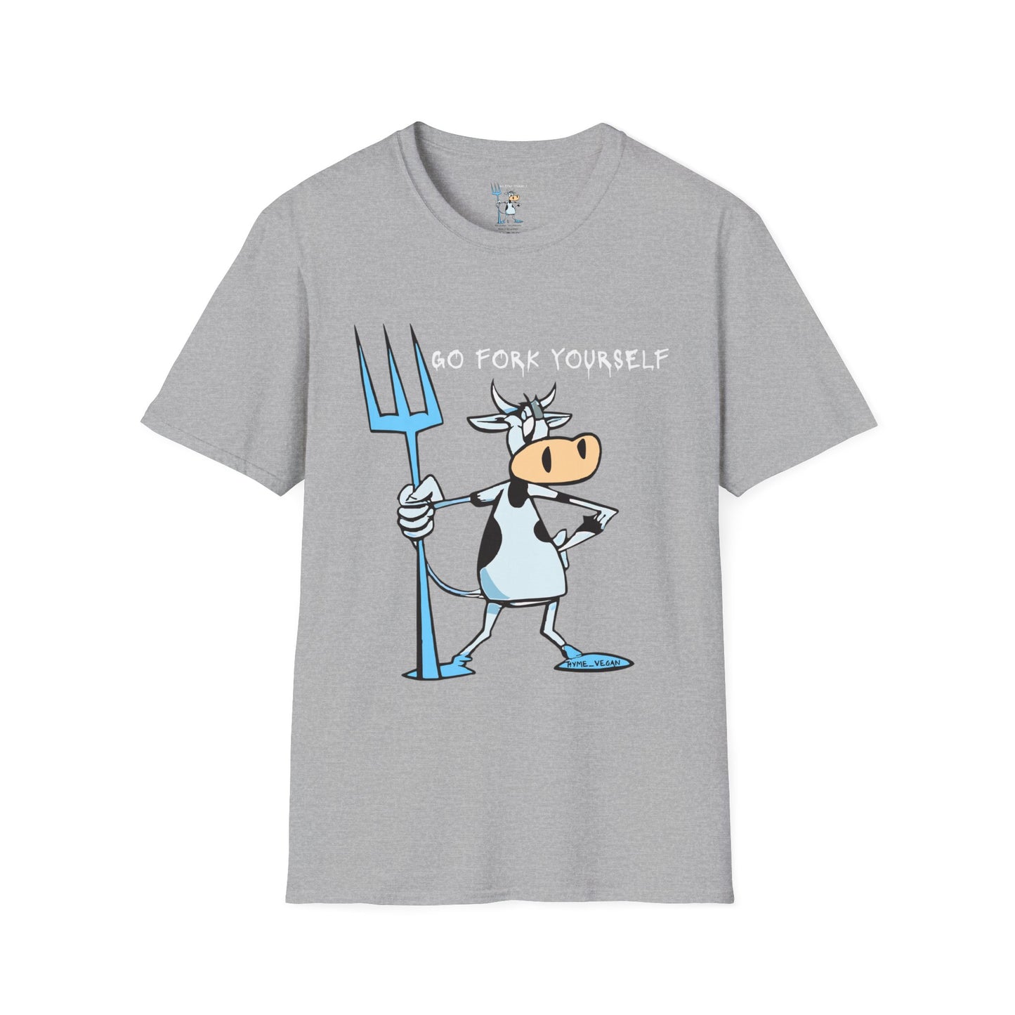 Go Fork Yourself Cow T-Shirt — "You Don't Need Meat to Survive" Vegan Graphic Tee