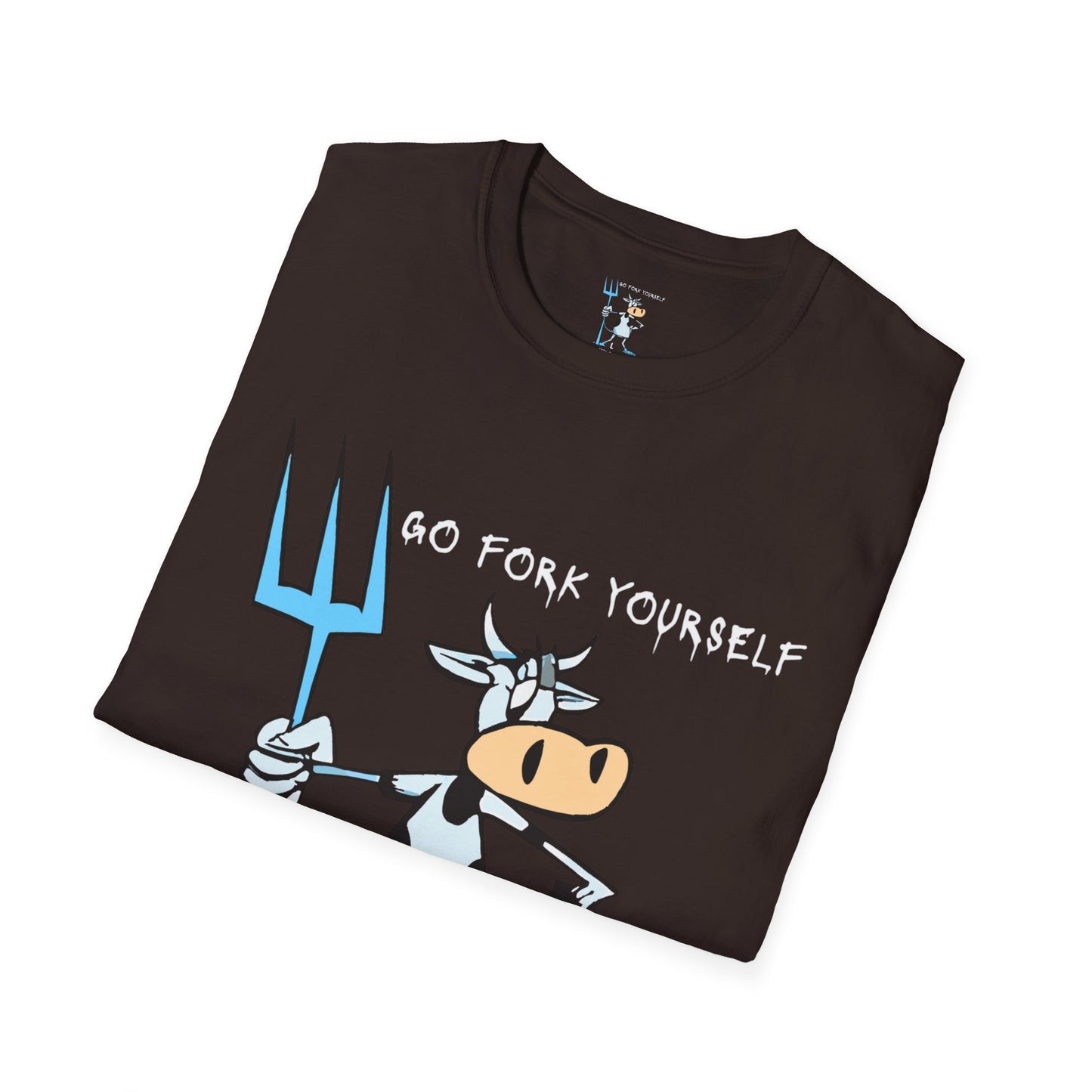 Go Fork Yourself Cow T-Shirt — "You Don't Need Meat to Survive" Vegan Graphic Tee