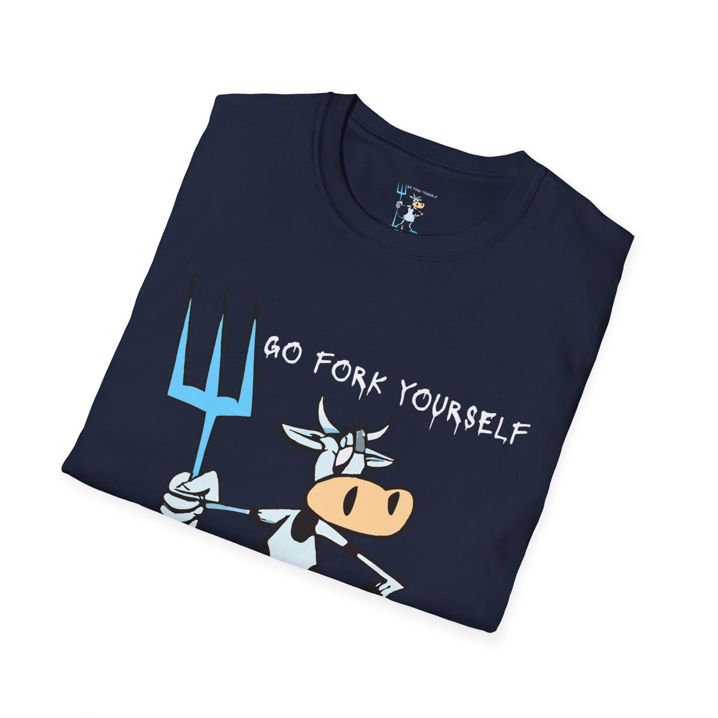 Go Fork Yourself Cow T-Shirt — "You Don't Need Meat to Survive" Vegan Graphic Tee
