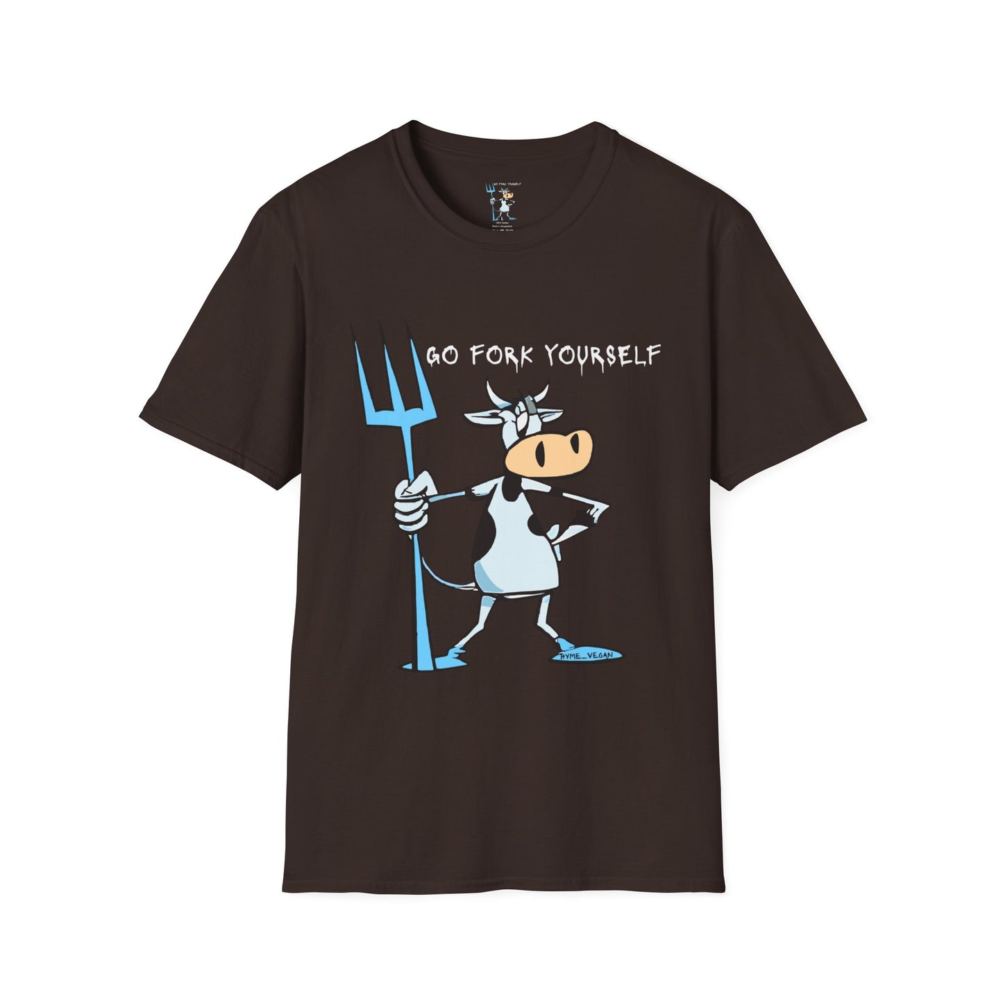 Go Fork Yourself Cow T-Shirt — "You Don't Need Meat to Survive" Vegan Graphic Tee