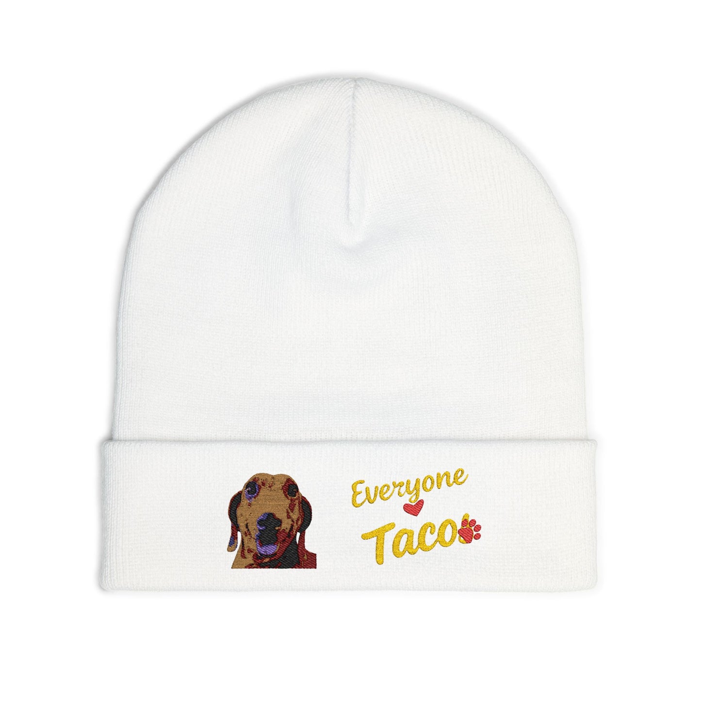 Embroidered 'Everyone Loves Taco' Dog Knit Beanie
