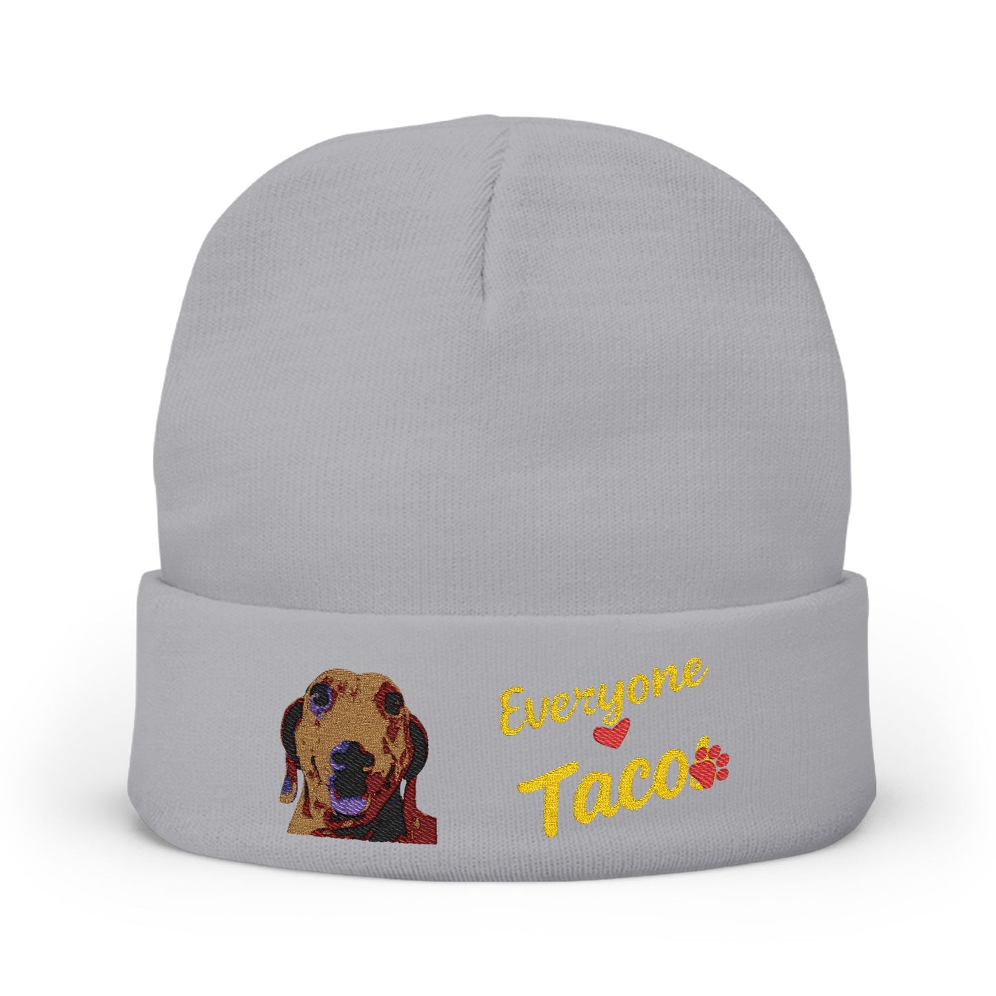 Embroidered 'Everyone Loves Taco' Dog Knit Beanie