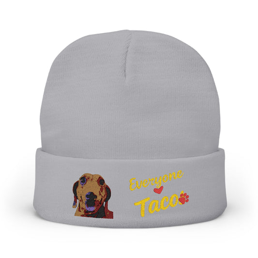 Embroidered 'Everyone Loves Taco' Dog Knit Beanie