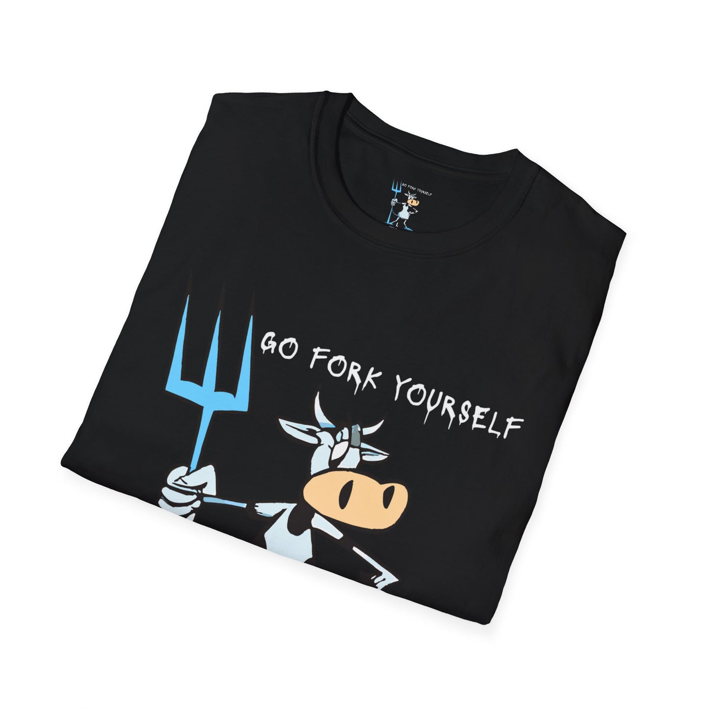 Go Fork Yourself Cow T-Shirt — "You Don't Need Meat to Survive" Vegan Graphic Tee
