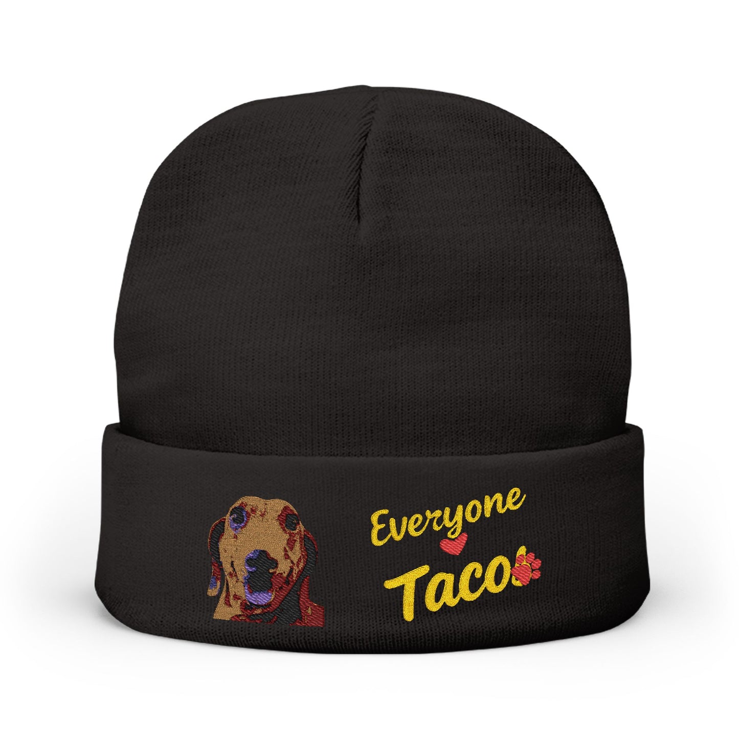 Embroidered 'Everyone Loves Taco' Dog Knit Beanie