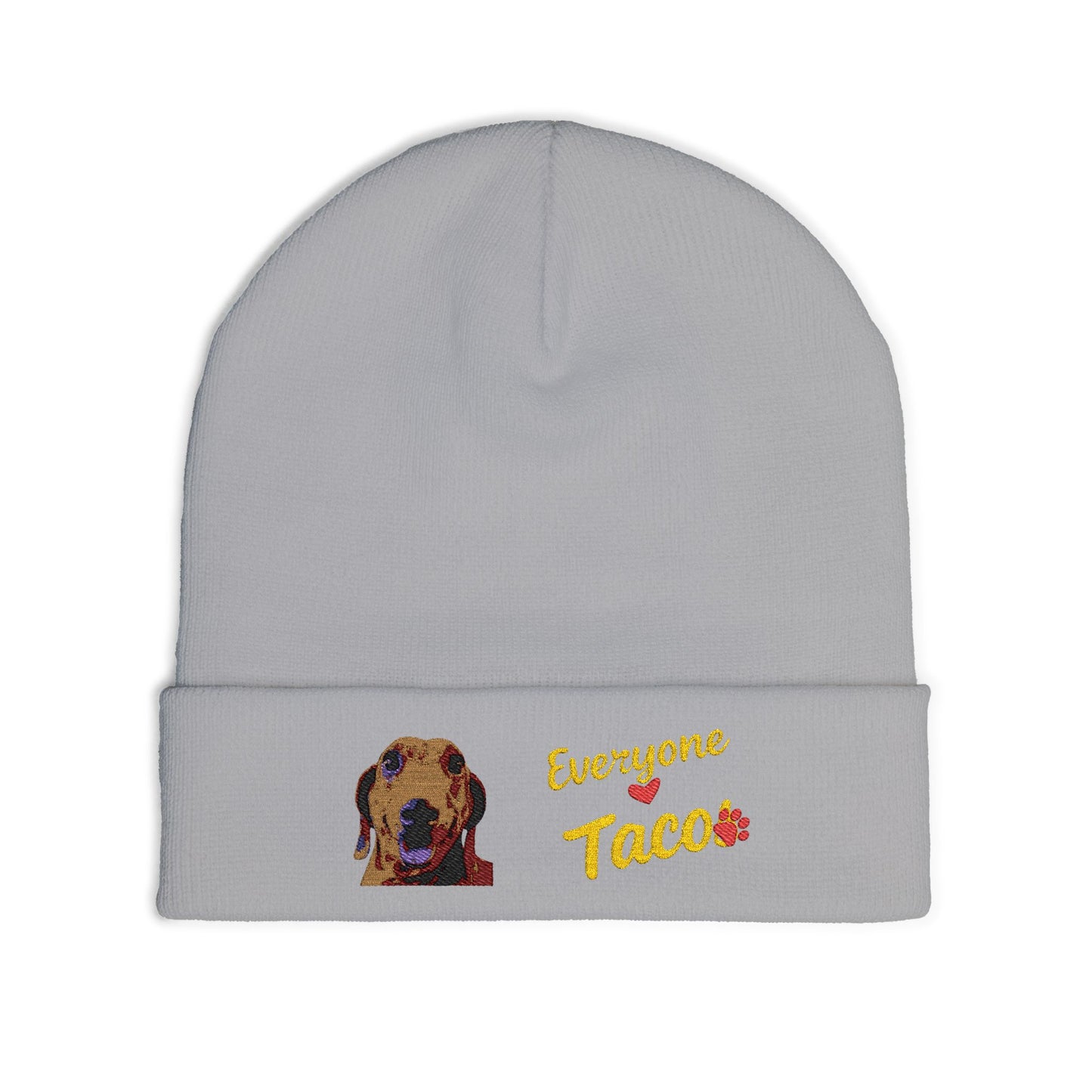 Embroidered 'Everyone Loves Taco' Dog Knit Beanie