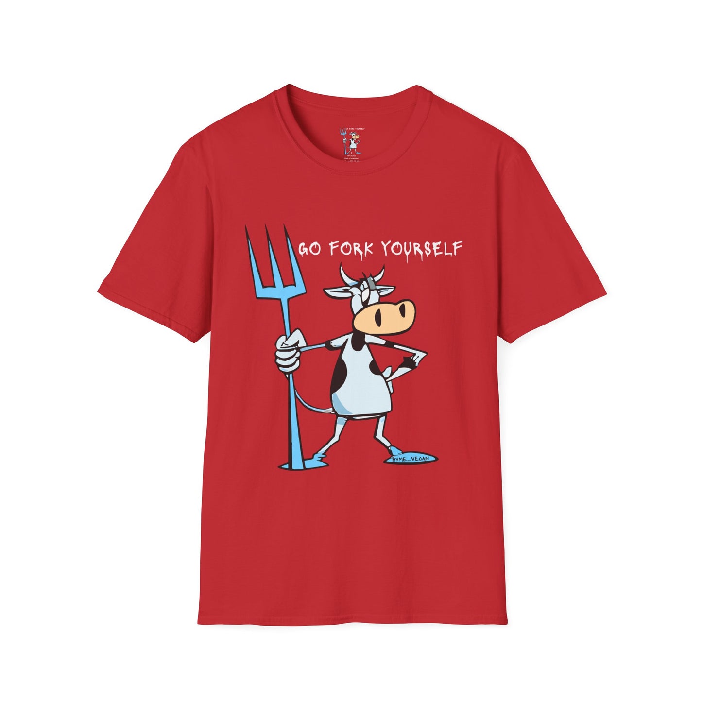 Go Fork Yourself Cow T-Shirt — "You Don't Need Meat to Survive" Vegan Graphic Tee
